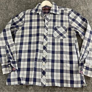 Ben Sherman Shirt Mens Large Blue Plaid Check Button Up Long Sleeve n88